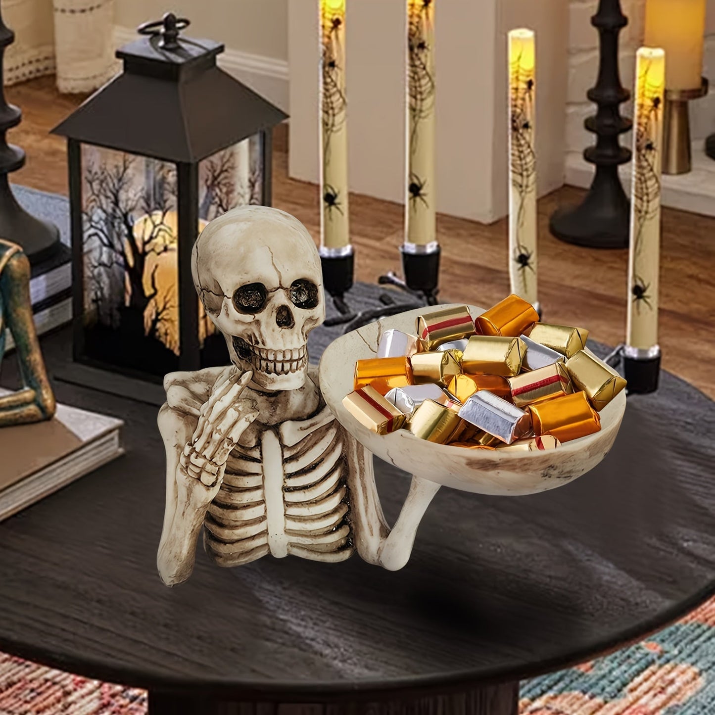 GhoulBowl | Bol cu craniu din rășină - decorațiune gotică de Halloween cu schelet