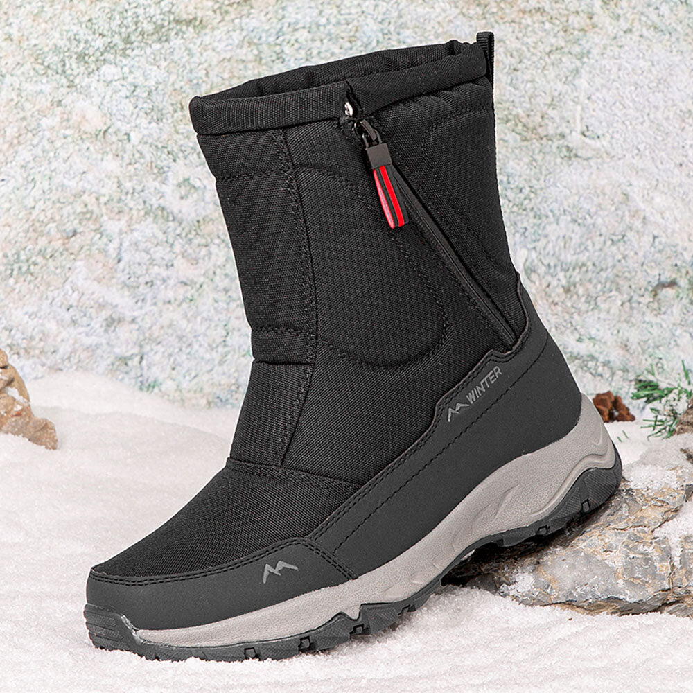 Botas de invierno para mujer con cremallera lateral – botas de nieve impermeables, antideslizantes y duraderas con forro cálido