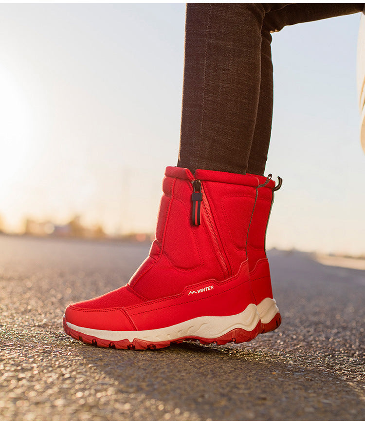 Botas de invierno para mujer con cremallera lateral – botas de nieve impermeables, antideslizantes y duraderas con forro cálido