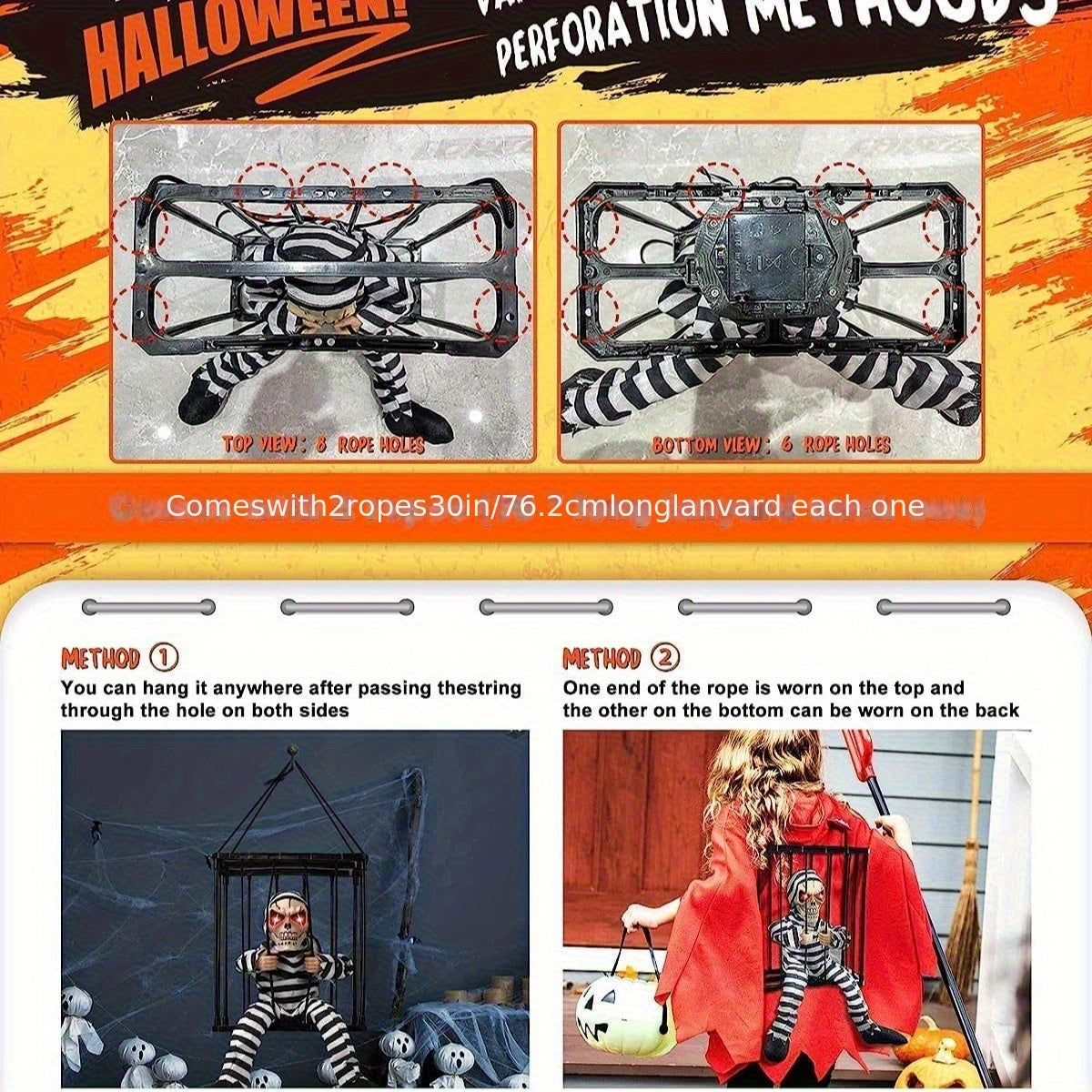 TerrorBone | Schelet animat care țipă ca decorațiune de Halloween – senzor de mișcare pentru exterior, decorațiune înfricoșătoare