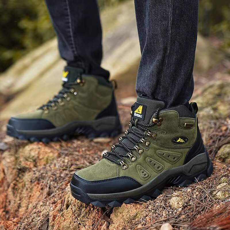 Botas de couro para atividades ao ar livre Botas de caminhada à prova d'água Verde
