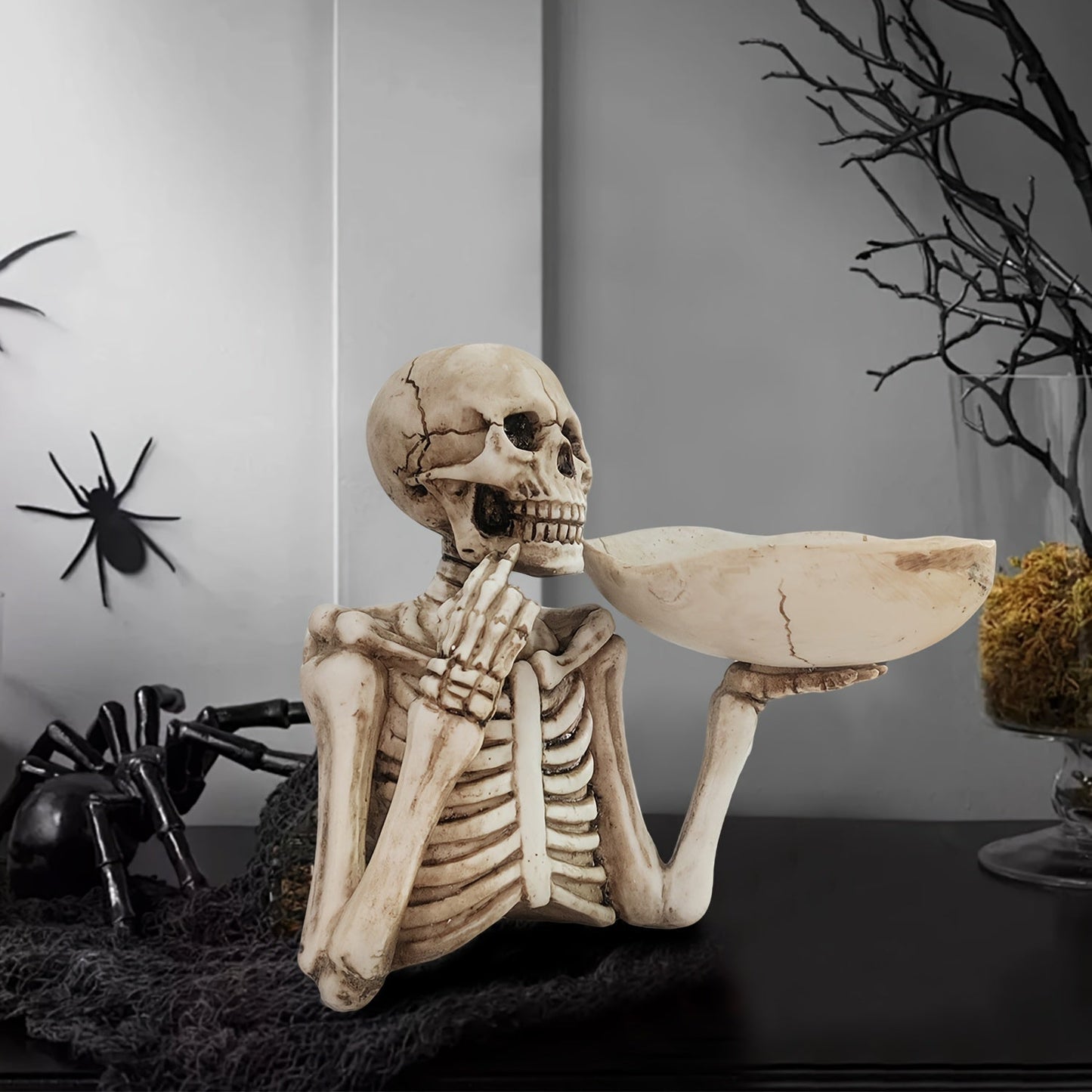 GhoulBowl | Bol cu craniu din rășină - decorațiune gotică de Halloween cu schelet