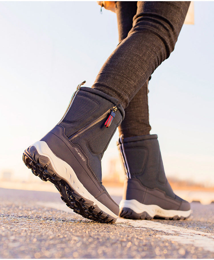Botas de invierno para mujer con cremallera lateral – botas de nieve impermeables, antideslizantes y duraderas con forro cálido