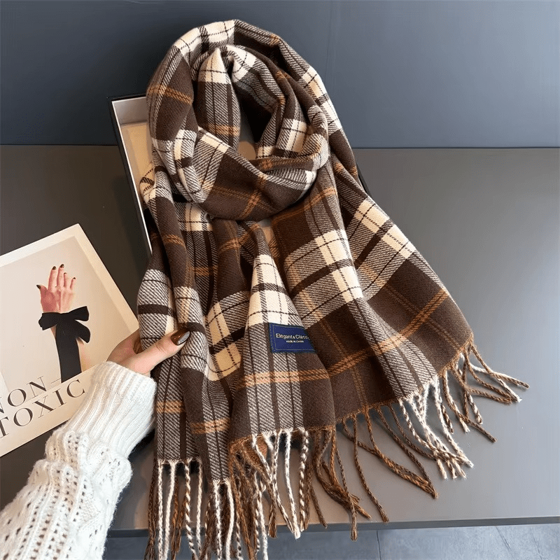 WarmElegance - Cachecol outono/inverno de grife em cashmere macio com aparência de pashmina