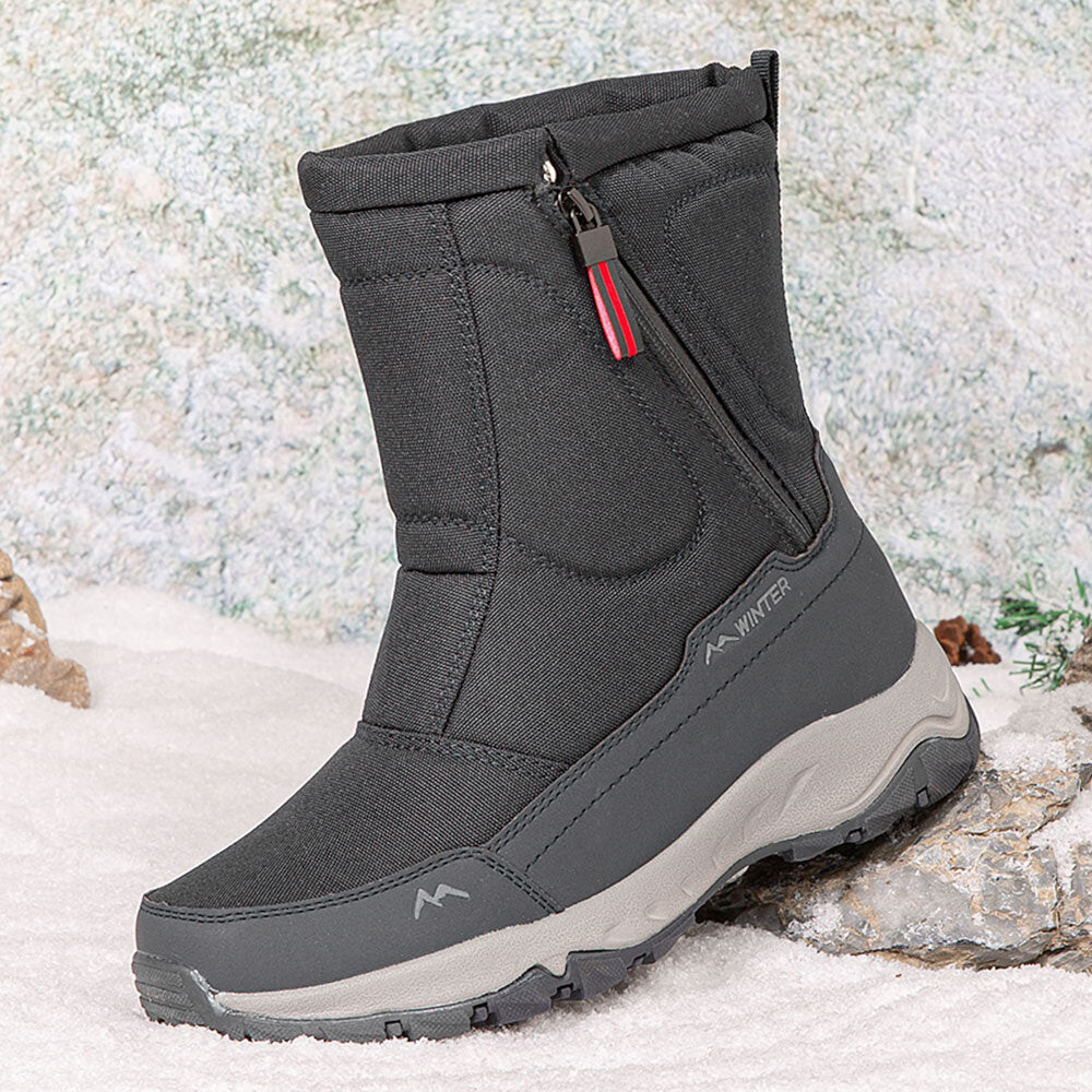 Botas de invierno para mujer con cremallera lateral – botas de nieve impermeables, antideslizantes y duraderas con forro cálido