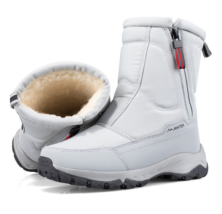 Botas de invierno para mujer con cremallera lateral – botas de nieve impermeables, antideslizantes y duraderas con forro cálido