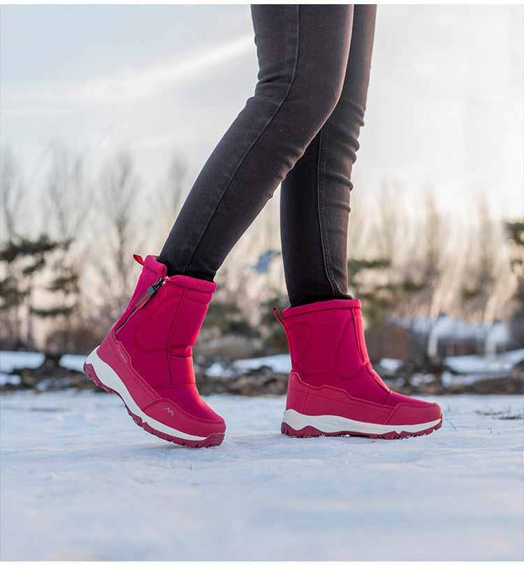Botas de invierno para mujer con cremallera lateral – botas de nieve impermeables, antideslizantes y duraderas con forro cálido