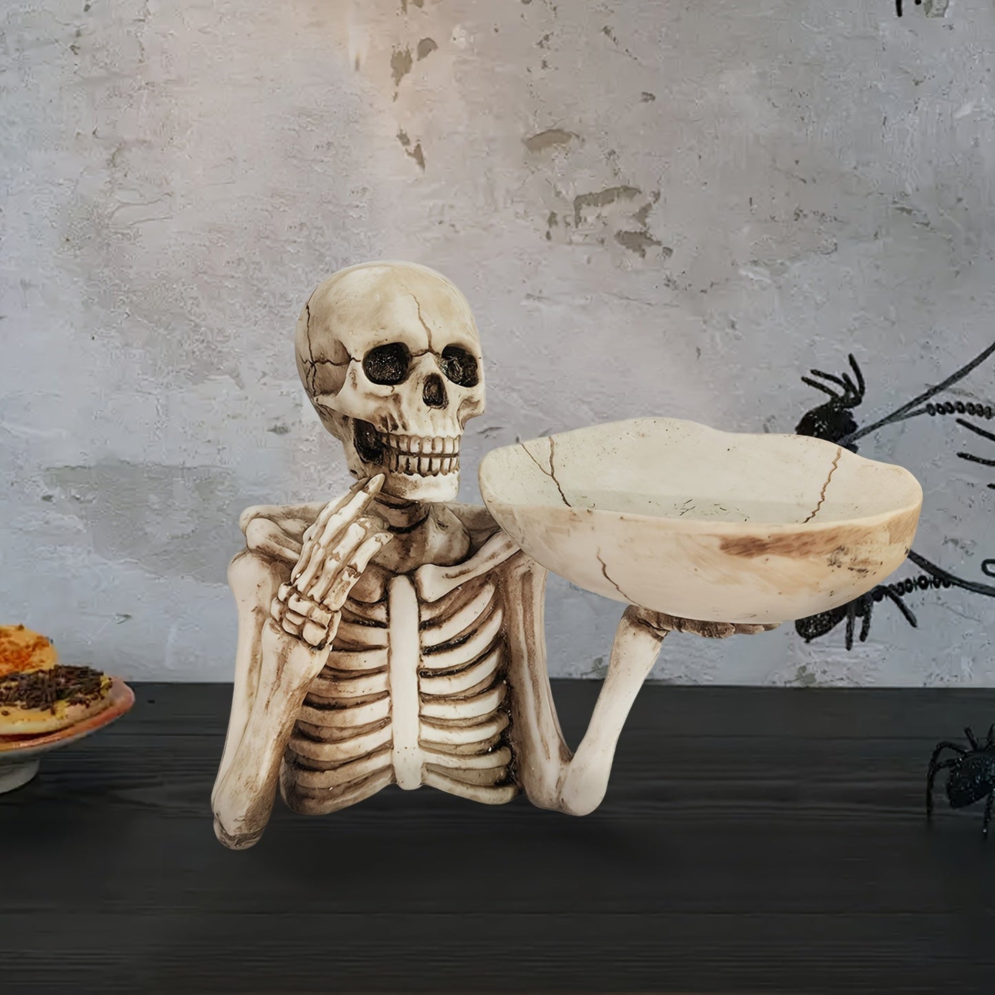 GhoulBowl | Bol cu craniu din rășină - decorațiune gotică de Halloween cu schelet