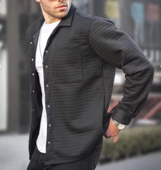 Veste chemise texturée pour homme avec poches poitrine et fermeture à boutons