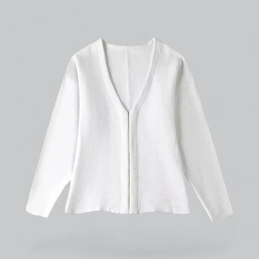 Cardigan pour dames avec fermeture éclair et col en V