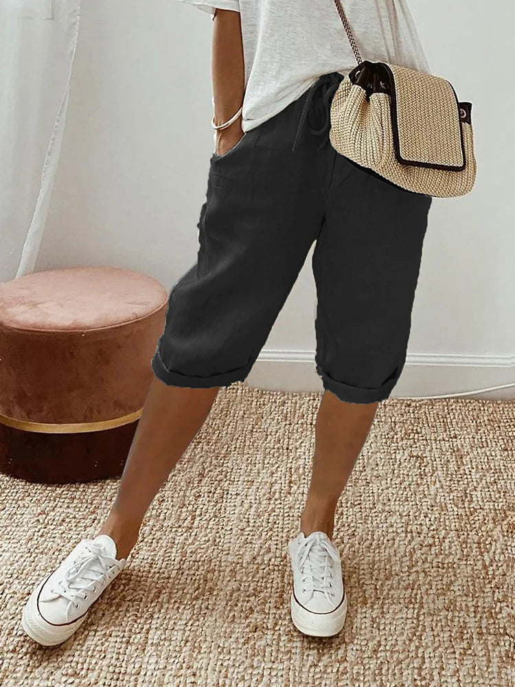 Rosa dameshorts i bomuldslinne - flydende, lette og trendy til sommeren 2025