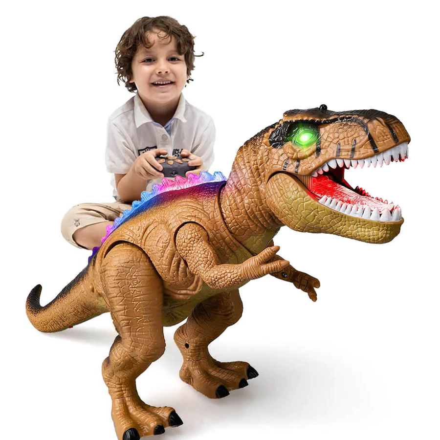 Távirányítós dinoszaurusz játék, amely jár és ordít