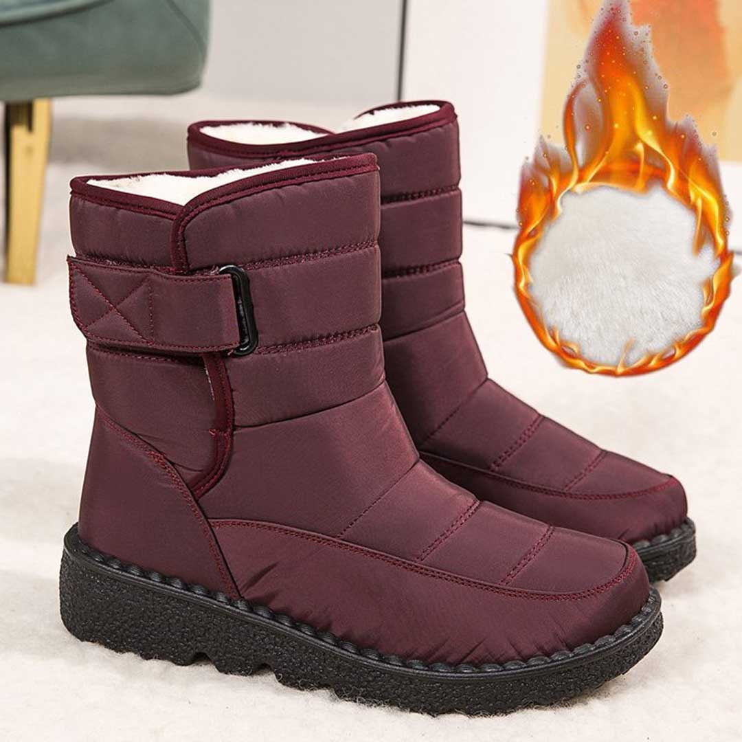 Botas de neve impermeáveis e à prova de vento para mulheres - botas de inverno quentes para neve e chuva