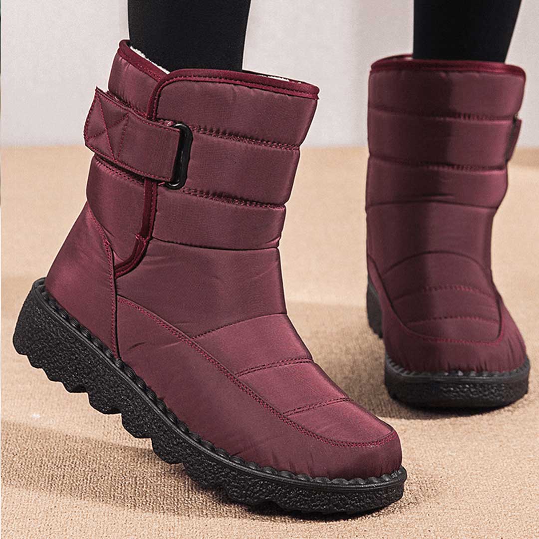 Botas de neve impermeáveis e à prova de vento para mulheres - botas de inverno quentes para neve e chuva