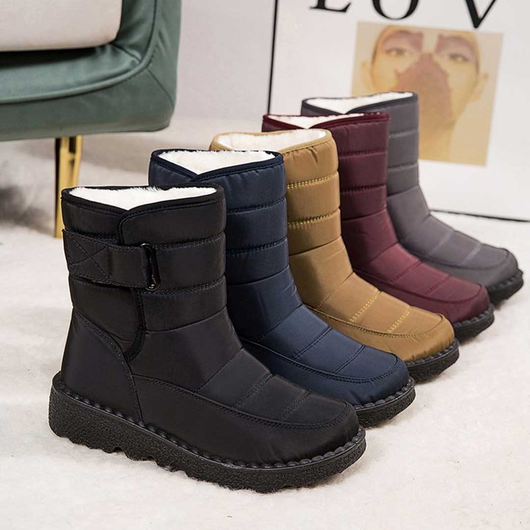 Botas de neve impermeáveis e à prova de vento para mulheres - botas de inverno quentes para neve e chuva