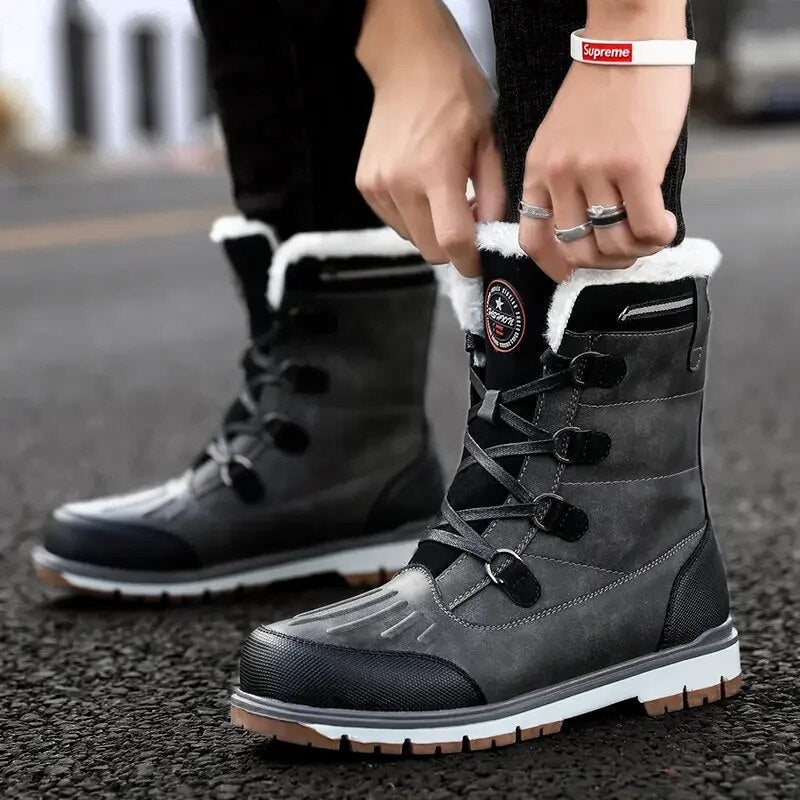 Botas de invierno para hombre – Botas de nieve cálidamente forradas con suela antideslizante