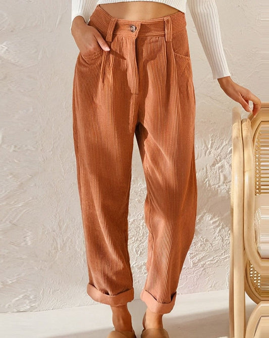 Pantalon ample pour dames avec taille élastiquée et jambes fuselées
