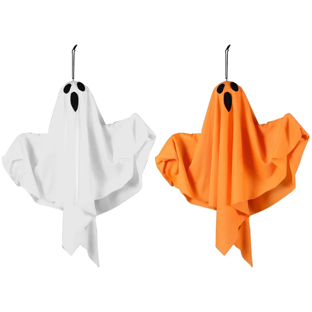Halloween - svítící bílé duch - LED závěsná dekorace s světelnými řetězy