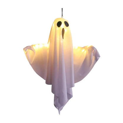 Halloween - svítící bílé duch - LED závěsná dekorace s světelnými řetězy