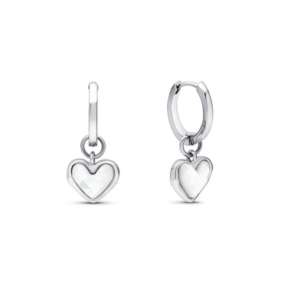 Pendientes de corazón en cuarzo blanco (plata)