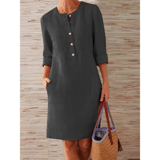 Robe en lin longueur genou | Simplicité et élégance | Style confortable