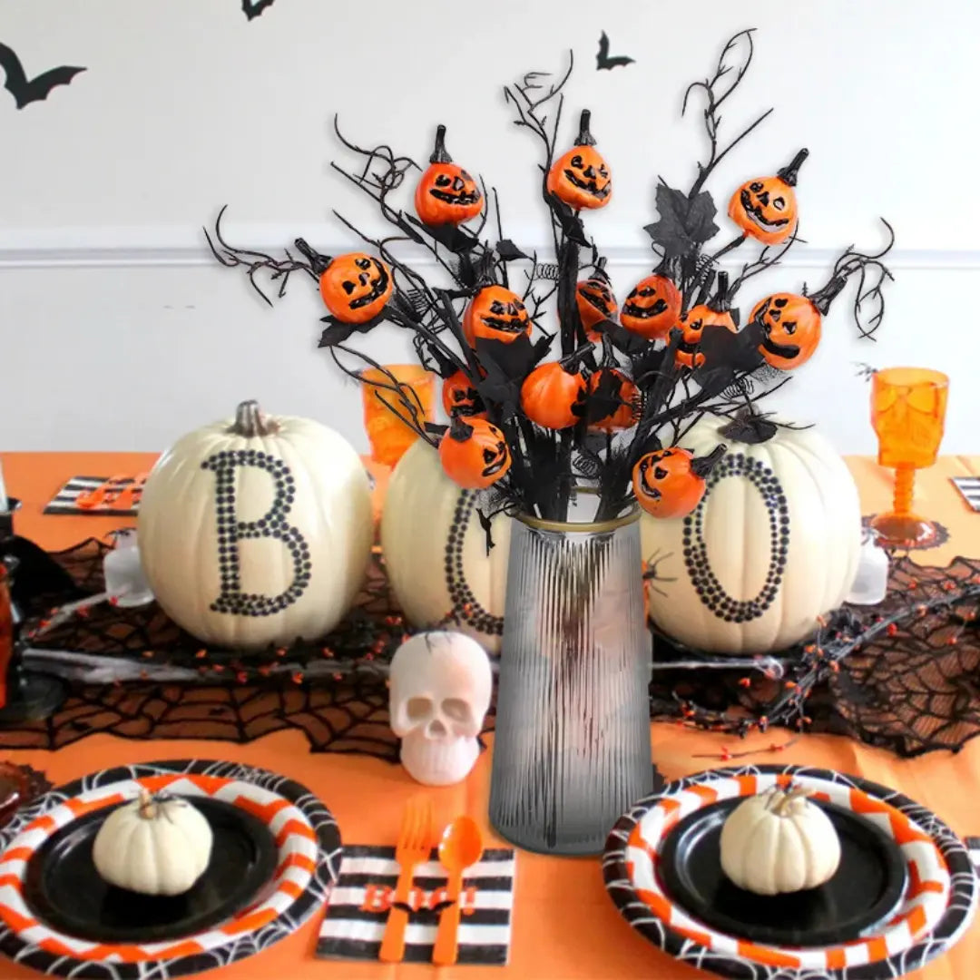 Halloween umělecká dýně s javorovými listy