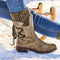 Botas de neve impermeáveis para mulheres - botas de inverno de cano médio e alto com sola antiderrapante