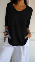 Loose knitted top with V-neck for women - Autumn special