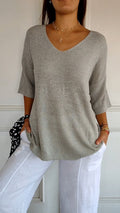 Loose knitted top with V-neck for women - Autumn special