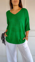 Loose knitted top with V-neck for women - Autumn special