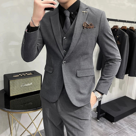 Slim Fit Three Piece Formal Set for Men 
