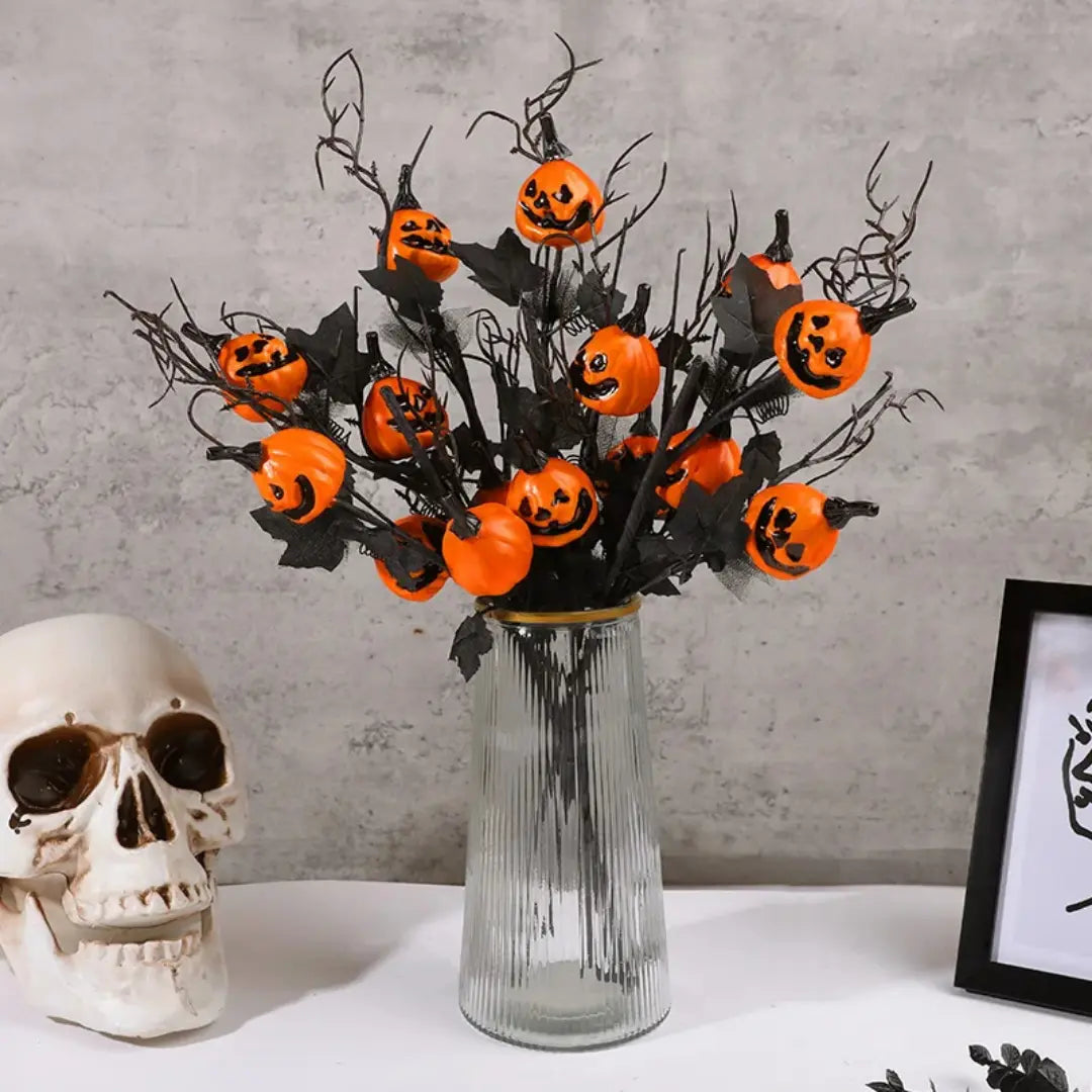 Halloween umělecká dýně s javorovými listy