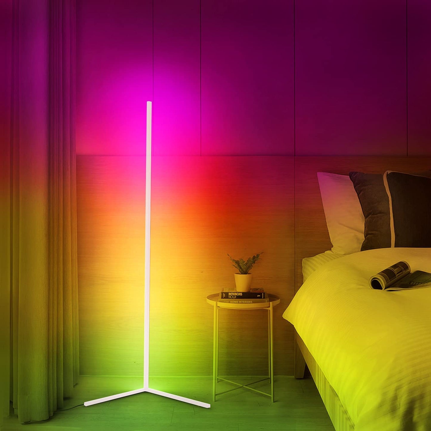 Štíhlá LED rohová lampa s nastavitelnou intenzitou světla do obývacího pokoje nebo ložnice
