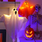 Halloween - svítící bílé duch - LED závěsná dekorace s světelnými řetězy