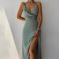 Maxi dress in satin with spaghetti straps | Sensual and elegant | Feminine style