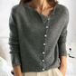 Women's V-neck cardigan with slanted button closure