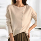 Women's V-neck cardigan with slanted button closure