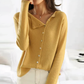 Women's V-neck cardigan with slanted button closure