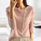 Women's V-neck cardigan with slanted button closure