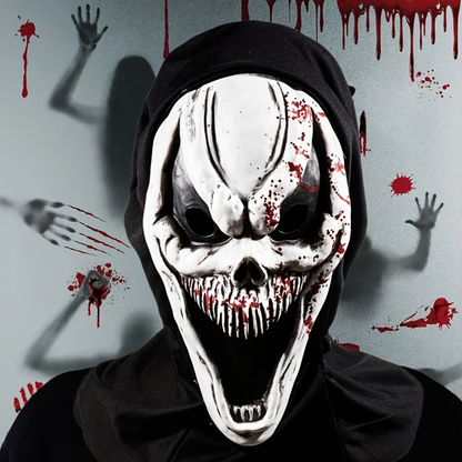 Halloween-maske med kranium - fuldt hoved med hætte