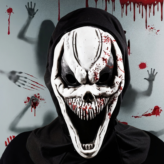 Halloween-maske med kranium - fuldt hoved med hætte