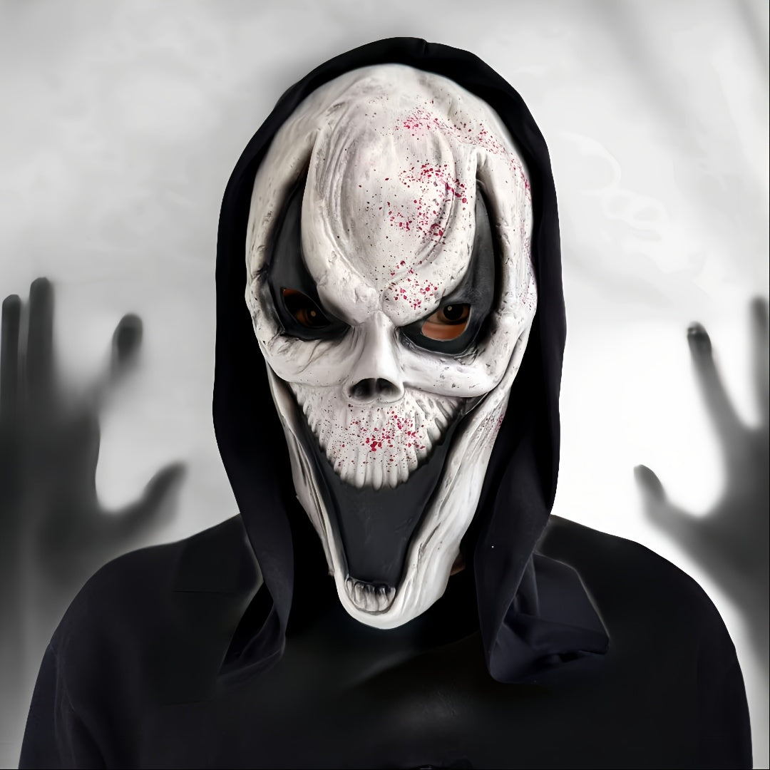 Halloween-maske med kranium - fuldt hoved med hætte