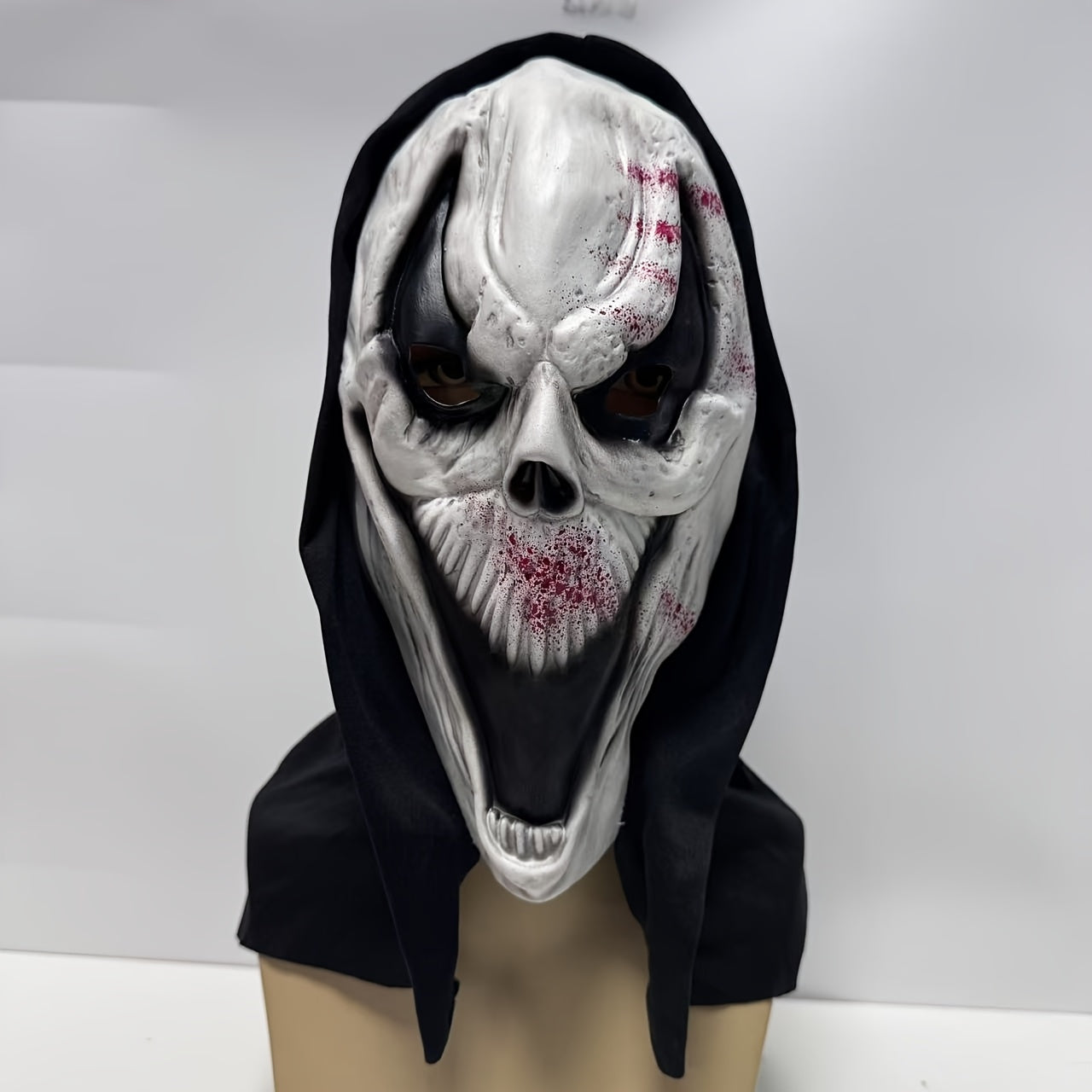 Halloween-maske med kranium - fuldt hoved med hætte