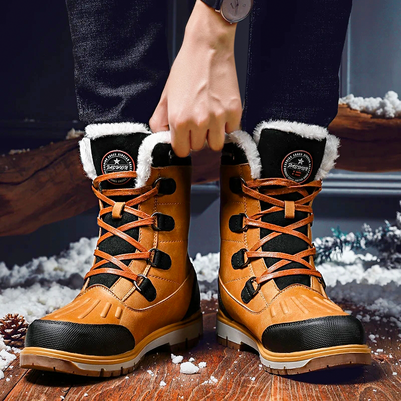 Botas de invierno para hombre – Botas de nieve cálidamente forradas con suela antideslizante