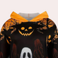 Halloweenové šaty s kapucí, které jsou potištěné motivem duchů a dýní