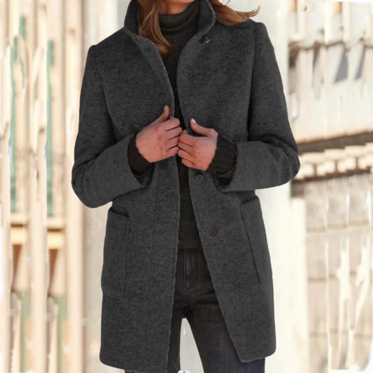 Manteau à coupe classique et fermeture à boutons pour femmes