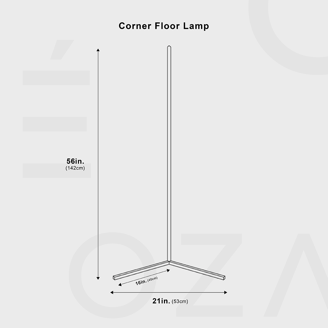 Štíhlá LED rohová lampa s nastavitelnou intenzitou světla do obývacího pokoje nebo ložnice