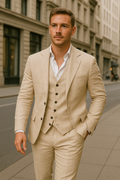 Men's three-piece linen set: blazer, vest and trousers | Lightweight, breathable and elegant