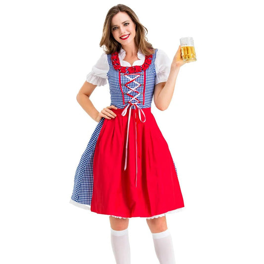 Kostkované dirndl šaty s zástěrou | Oktoberfest