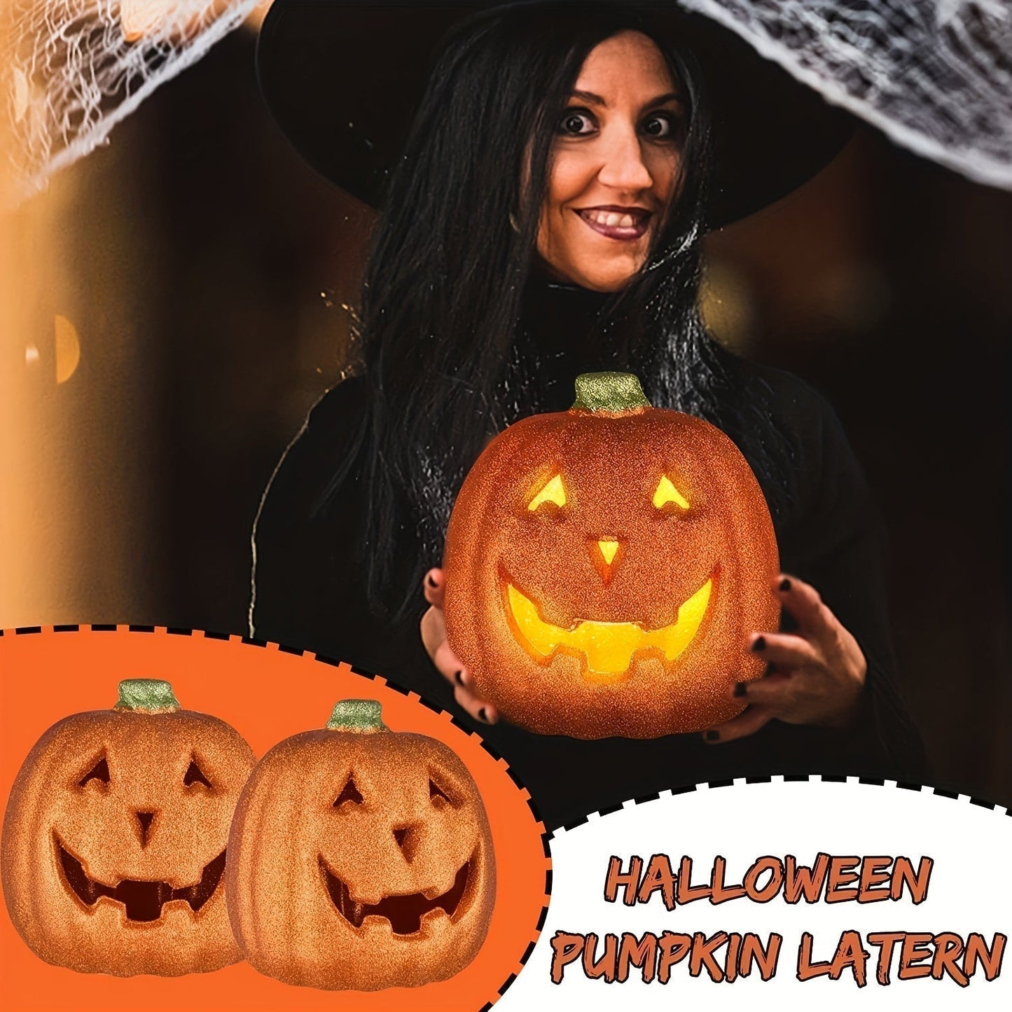 Svítící halloweenová dýně - dekorace Jack O'Lantern na baterie